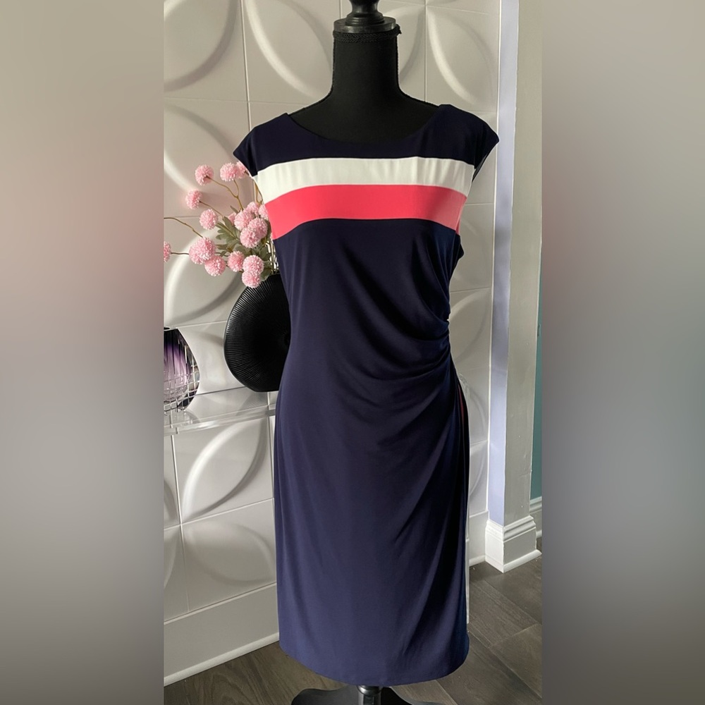 Connected Apparel Women's Colorblock Sleeveless Sheath Dress Size 12 NWT